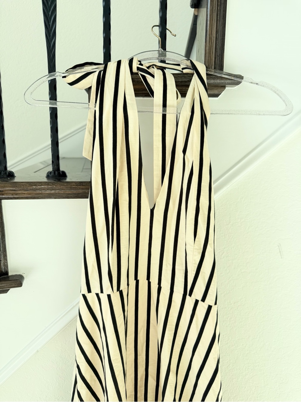 Zara Cream and Black Striped Halter Dress - Picture 5 of 9